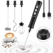 Mélangeur à café électrique, Mousseur à lait rechargeable, Mousseur à chargement USB Manuel Mélangeur à œufs réglable à 3 vitesses