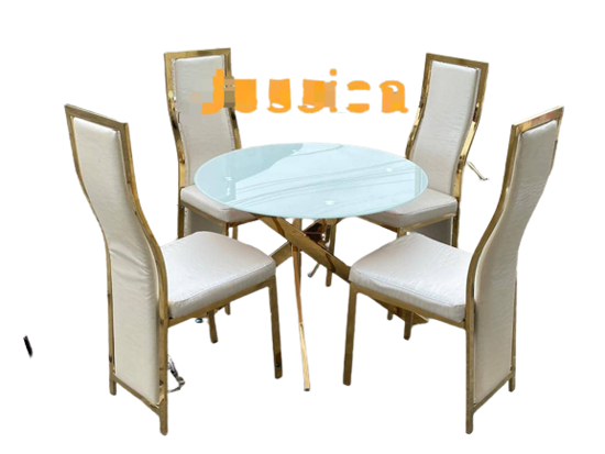 Image sur salle a manger 4 Places vitrer ( importer )  avec des bordures de couleur Or et ses chaises