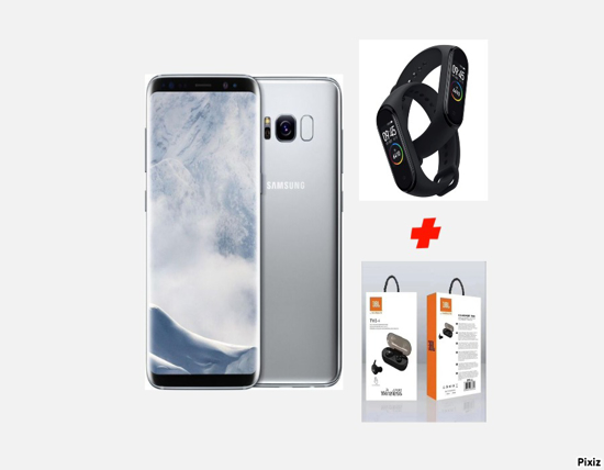 Image sur Samsung Galaxy S8 Plus 64GO/4GO RAM; Montre connectee + pochette + glace + écouteur sans fil JBL + chargeur ( Sceller )