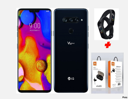 Agrandir l'image de LG V40 ThinQ 64 Go/4 Go  + occasion d europe; montre connectée + glace  + pochette  ( 03 Mois de Garantie ) Image de LG V40 ThinQ 64 Go/4 Go  + occasion d europe; montre connectée + glace  + pochette  ( 03 Mois de Garantie )