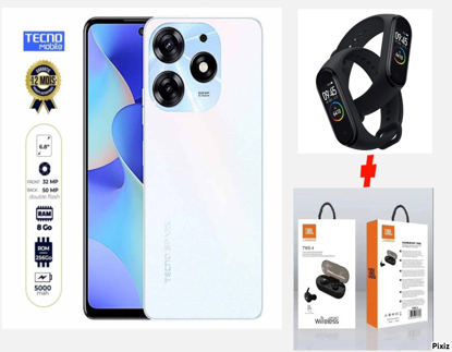 Image de Tecno Spark 10 Pro - 256Go ROM + 8Go RAM - 6.8" - 50MP/ 32MP - Dual Nano Sim - 5000mAh -Ecouteur sans fil JBL + Montre connectee +  Garantie 12 Mois