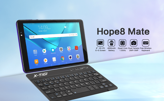 Image sur Tablette X-Tigi Hope 8 mate - 32Go/2Go RAM - 5MP - 4000mAh - 8 pouces  - Quad core 1.3 GHz- Dual Sim  -  clavier offert - 13 Mois de Garantie