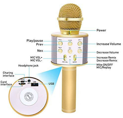 Image de Microphone sans Fil Micro Bluetooth WS-858 à Main de Condensateur avec Haut-Parleur
