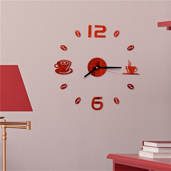 Image sur Horloge Murale - Autocollant - Café Matin