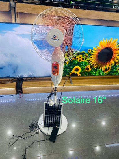 Image sur Ventilateur Solaire Hybride – 16” – 25W – 120 cm – 12H d’autonomie – Garantie: 12 mois