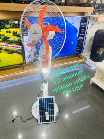 Image sur Ventilateur Solaire Hybride – 18” – 25W – 120 cm – 12H d’autonomie – Garantie: 12 mois