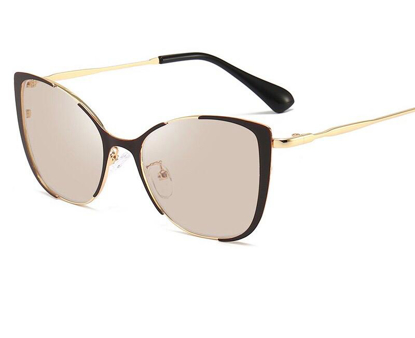 Image de lunettes modes photochromiques pour femme, monture métallique à la mode, œil de chat