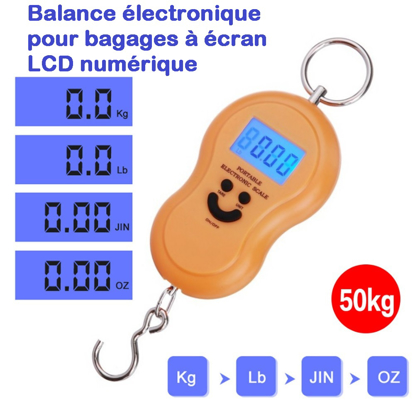 Balance électronique pour bagages à écran LCD numérique bleu.
