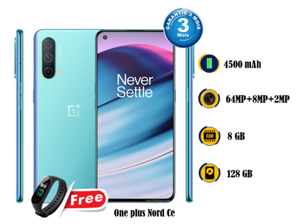 Agrandir l'image de One+ Nord Ce - 128G / 6G -6,43 pouces -  4500 mAh, non amovible - Occasion d'europe - 03 Mois garantie + Montre connectée Image de One+ Nord Ce - 128G / 6G -6,43 pouces -  4500 mAh, non amovible - Occasion d'europe - 03 Mois garantie + Montre connectée