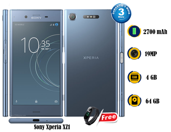 Image sur Sony Xpéria XZ1 - 64G / 4G - 19MP / 13MP - 5.2 pouces - 2700 mAh, non amovible + Montre connectée M8- occasion d'europe - 03 Mois garantie