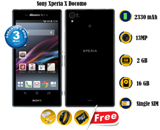 Image sur Sony Xperia docomo x - 16GB Rom / 2GB Ram - 5pouces - 13MP/2MP - 2330mAhmAh non amovible - Gift (Carte mémoire 8GB + chargeur + Montre connectée M8) - occasion d'europe  - 03 Mois garantie
