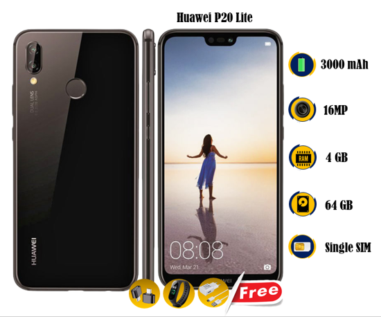 Image sur Huawei P20 lite - 64GB/ 4GB  - 5.8 pouces - 16MP/2MP - 3000mAh non amovible - Gift (Adaptateur OTG + chargeur + Montre connectée M8) - occasion d'europe  - 03 Mois garantie