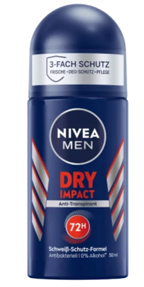 Agrandir l'image de Anti-transpirant Deo Roll-on Nivea Men Dry Impact 72 Heures, 50 ml Image de Anti-transpirant Deo Roll-on Nivea Men Dry Impact 72 Heures, 50 ml