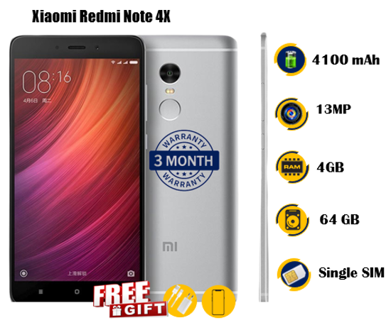 Image sur Xiaomi Redmi Note 4 - single Sim -  5.5 pouces - 13MP/5MP - 4100 mAh - 64 G/4G de RAM - gifts ( cordon + boitier  + glace) - 03 mois garantie