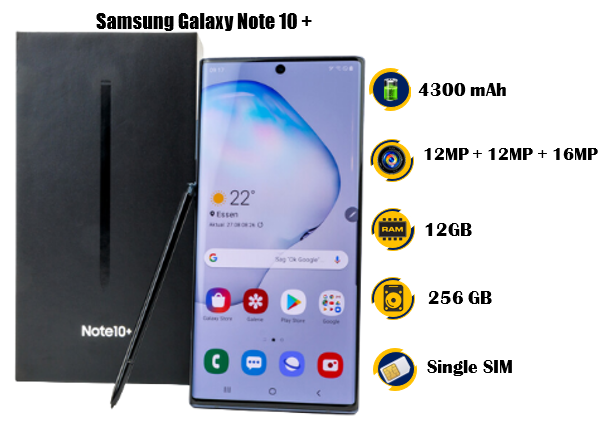 Samsung Galaxy Note 10 Plus Celular, Único Sim, 12GB + 256GB, 6.8