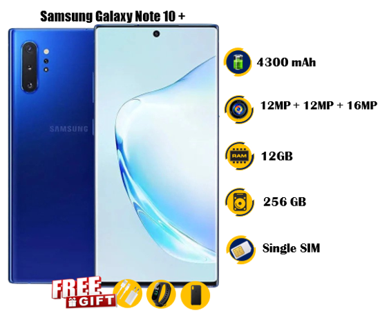 Image sur Samsung Galaxy Note 10 plus occasion- 6.8 pouces - 256G / 12G - 12MP + 12MP + 16MP  / 10MP  - 4300 mAh, non amovible - gifts ( chargeur + montre connectée M8 + Pochette)  - 03 Mois garantie