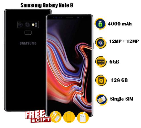 Image sur Samsung Galaxy Note 9 occasion- 6.4 pouces - 128G / 6G - 12MP + 12MP  / 8MP  - 4000 mAh, non amovible  - gifts ( chargeur + écouteur sans fils + Glace) - 03 Mois garantie