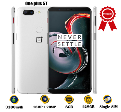 Agrandir l'image de One Plus 5T - Occasion - 6.01 pouces - 64G / 4G - 16MP + 20MP / 16MP  - 3300 mAh, non amovible  - 03 Mois garantie Image de One Plus 5T - Occasion - 6.01 pouces - 64G / 4G - 16MP + 20MP / 16MP  - 3300 mAh, non amovible  - 03 Mois garantie