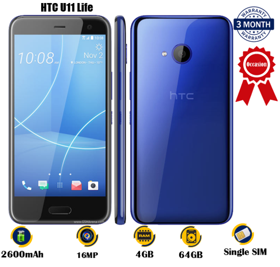 Image sur HTC U11 Life  - Occasion - 5.2pouces - 64G / 4G - 16MP/16MP - 2600 mAh, non amovible -  03 Mois garantie