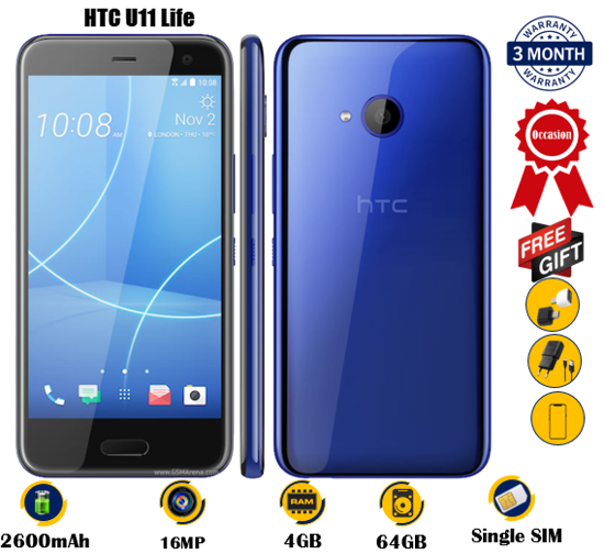 Image sur HTC U11 Life  - Occasion - 5.2pouces - 64G / 4G - 16MP/16MP - 2600 mAh, non amovible - gifts(chargeur + Adaptateur OTG + Glace) -  03 Mois garantie
