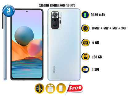 Image de Xiaomi Redmi Note 10 Pro scelle - 6.67 Pouces - 256Go/8Go - 108MP +  8MP + 5MP + 3MP / 16MP - 5020 mAh, non-removable - 03 mois de Garantie
