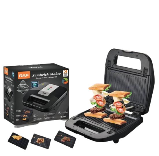 Image sur Machine à sandwich électrique antiadhésive RAF - 800W - 3 en 1