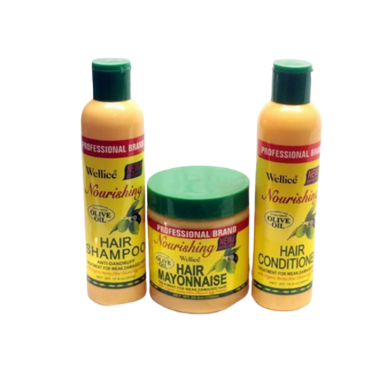 Image sur pack soin capillaire - Pack de traitement profond olive oil  + un mini lisseur + un mini seche cheuveux