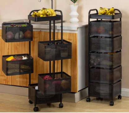 Image de Etagere de rangement pour cuisine, circulaire et rectangle, 5 paliers