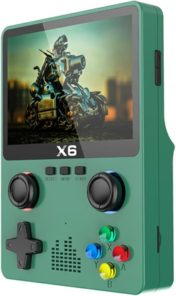 Image de Console de jeu portable X6, console de jeu rétro intégrée 32 Go, plus de 10 000 jeux classiques, écran OCA IPS de 3,5 pouces, double joystick 3D, 11 émulateurs, console de jeu portable prenant en charge la sortie TV