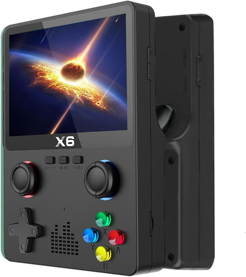 Image sur Console de jeu portable X6, console de jeu rétro intégrée 32 Go, plus de 10 000 jeux classiques, écran OCA IPS de 3,5 pouces, double joystick 3D, 11 émulateurs, console de jeu portable prenant en charge la sortie TV