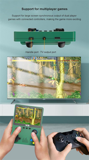Image sur Console de jeu portable X6, console de jeu rétro intégrée 32 Go, plus de 10 000 jeux classiques, écran OCA IPS de 3,5 pouces, double joystick 3D, 11 émulateurs, console de jeu portable prenant en charge la sortie TV