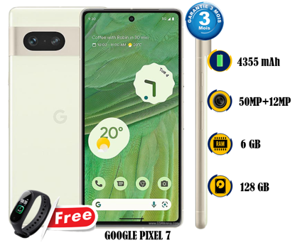 Agrandir l'image de Google Pixel 7 -128 GB/ 6GB - 6.3 Pouces - 50 MP +12MP / 10MP - 4355 mAh, non-removable - occasion d'europe + Montre connectée M8 - 03 Mois garantie Image de Google Pixel 7 -128 GB/ 6GB - 6.3 Pouces - 50 MP +12MP / 10MP - 4355 mAh, non-removable - occasion d'europe + Montre connectée M8 - 03 Mois garantie