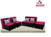 Image sur Salon Kizo en velours (  01 fauteuil 02 places+ 2 fauteuils 1 plcs et  pouf ) - Rouge et gris