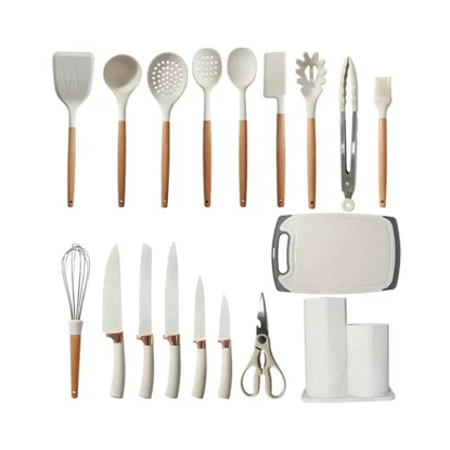 Image de Ustensile De Cuisine - 19 Pièces - Couteaux + Planche à Découper + ciseaux + louches + pinceau + batteusse