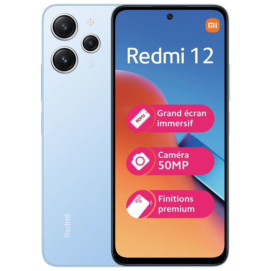 Image sur Xiaomi Redmi 12 - 128 Go/4Go RAM - 6,79" - Dual Nano Sim - 5000mAh - 50MP+8MP+2MP/8MP  - 6 Mois de garantie