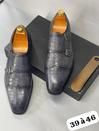 Image sur Chaussure Classe Homme Gris Souris crocot en Cuir
