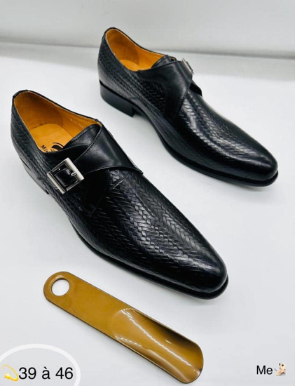 Image sur Chaussure Classe Crocot tissé en cuir Noir avec boucle, Produit générique