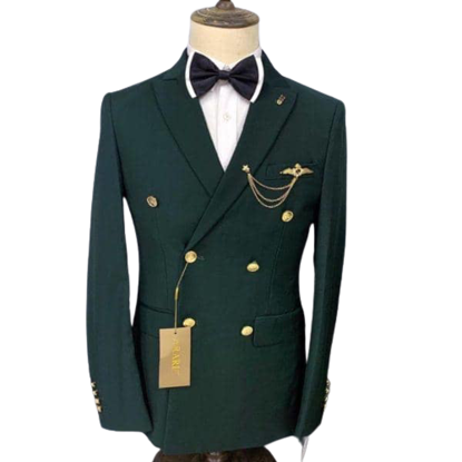 Image de Ensemble Costume Homme croisés 2 Pièces , 6 Boutons  Veste + Pantalon, Vert pétrol