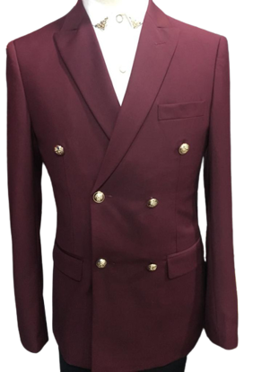 Image de Ensemble Costume Homme croisés 2 Pièces , 6 Boutons  Veste + Pantalon, Bordeau