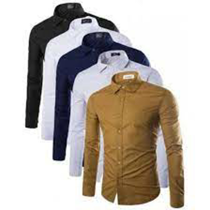 Image de Chemise En Coton - 5 Pièces - Multi-couleur( Kaki, Blanc, bleu marrine, Bleu ciel, Noir)