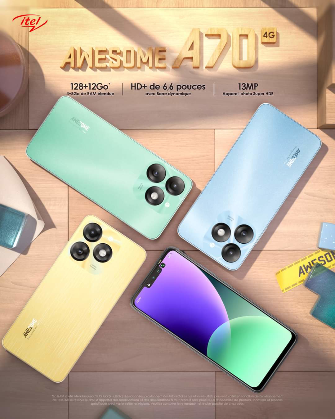 Itel A70 Awesome 6 6 4G LTE Rom 128Go Ram 3 5 Go 13Mpx 