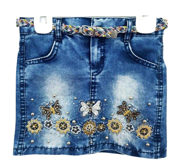 Image sur Jupette Jeans avec Petite Ceinture et décoration Brillant de 3-5ans