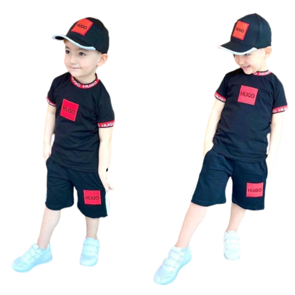 Image de Ensemble en coton T-shirt culotte et casquette pour garçon de 3-6 ans