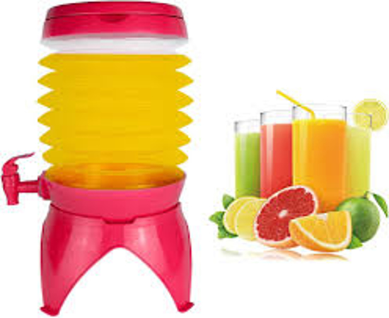 Image sur Distributeur de boissons de 5,5 L, distributeur de jus de limonade avec robinet pour fête en plein air, portable, pliable, conteneurs transparents (ROSE)