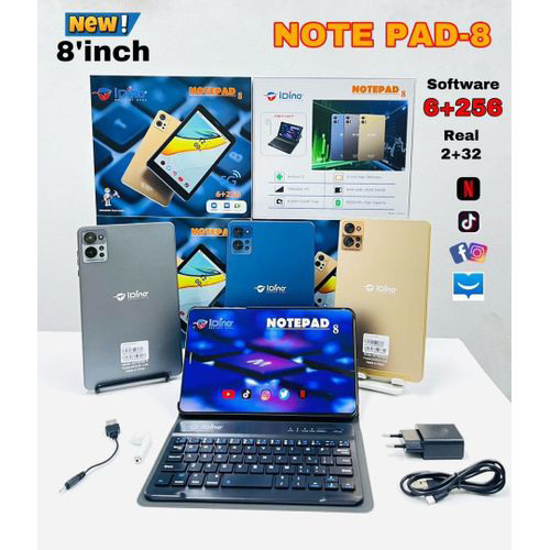 Tablette iDino NotePad 8- 8 Pouces - 6GB RAM/ 256GB Tablette + Housse,  chargeur & Écouteur Bluetooth
