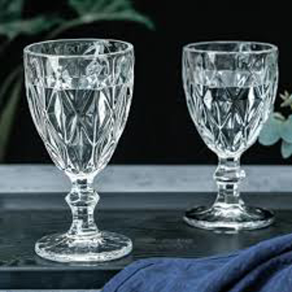 Image de Pack de 6 verres à vin, 283,5 ml, verre gaufré vintage, verres de fête, pour le vin, le soda, le jus, les bars, les restaurants, la maison