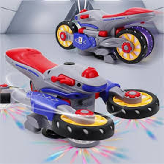 Image sur Moto pivotante à 360 degrés | Lumière de moto à LED, jouets à 4 roues avec musique pour la maternelle, les enfants, la maternelle, les filles et les garçons