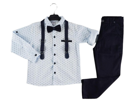 Image de Ensemble Pour  Garçon  pantalon chemise avec bretelle et  nœud papillon de 5-8 ans