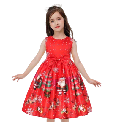 Agrandir l'image de Jolie robe de noël en polyester et satin pour fille de 4-8 ans Image de Jolie robe de noël en polyester et satin pour fille de 4-8 ans