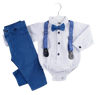 Image sur Ensemble grenouillière en forme de chemise + pantalon +noeud papillon et bretelle pour nourisson de 9-24 mois